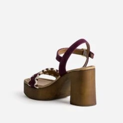 Sandale TEXTO Prune En Cuir Velours Brodé -Univers Chaussure Magasin WWWERM 10386340119 3