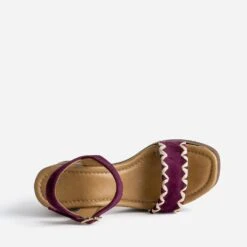 Sandale TEXTO Prune En Cuir Velours Brodé -Univers Chaussure Magasin WWWERM 10386340119 4