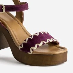 Sandale TEXTO Prune En Cuir Velours Brodé -Univers Chaussure Magasin WWWERM 10386340119 5