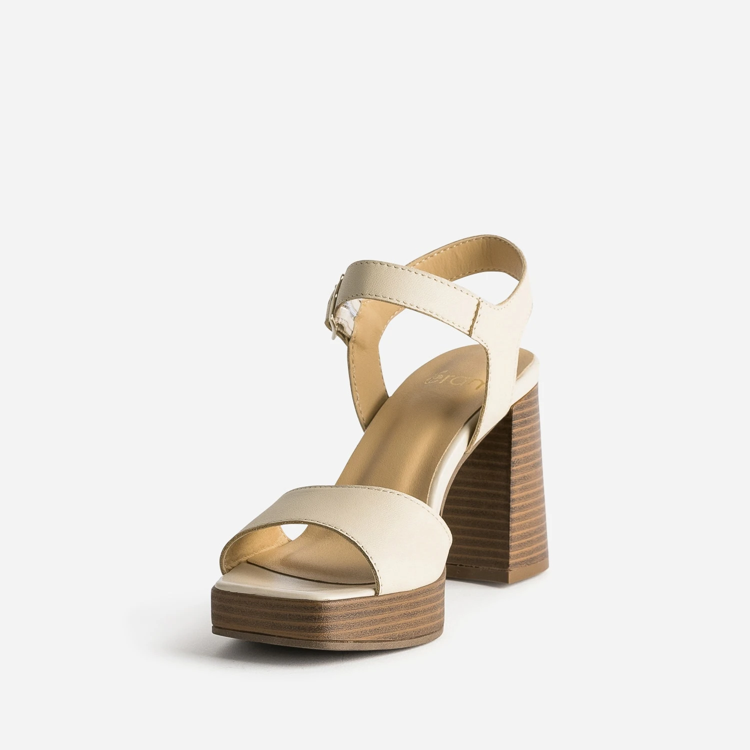 Sandale Beige En Cuir à Plateforme 5 Sandale Beige En Cuir à Plateforme – Image 3