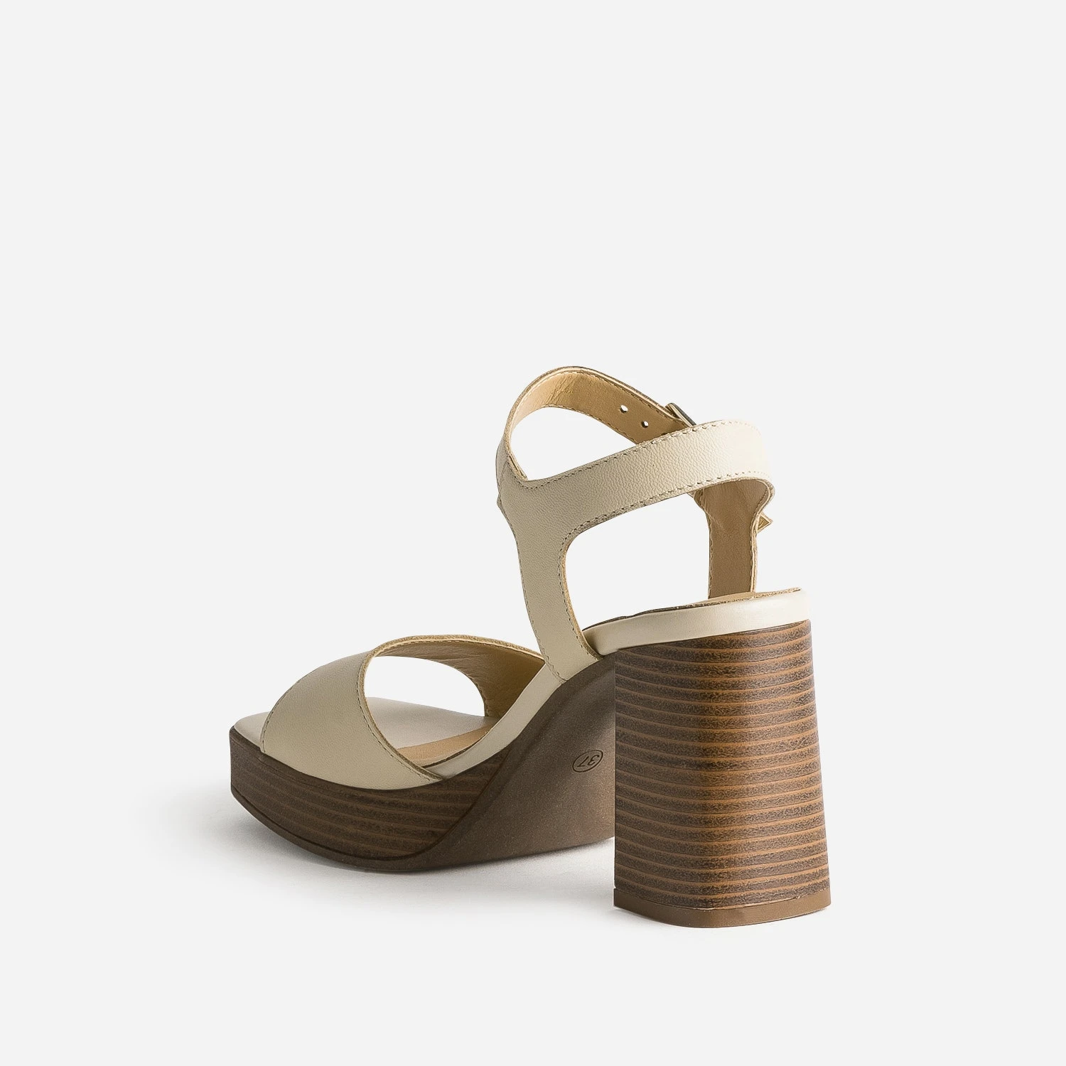 Sandale Beige En Cuir à Plateforme 6 Sandale Beige En Cuir à Plateforme – Image 4