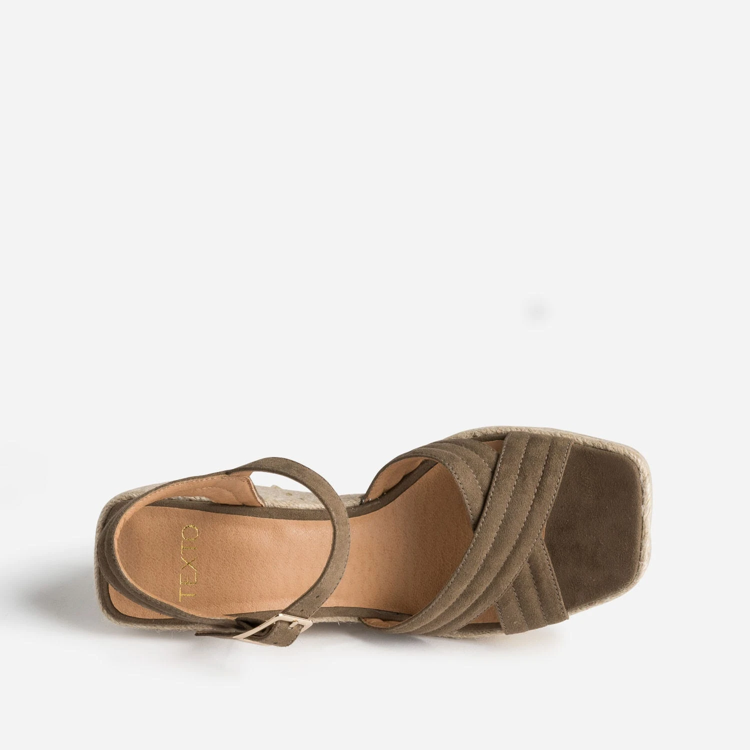 Sandale Compensée TEXTO Kaki Suédée 7 Sandale Compensée TEXTO Kaki Suédée – Image 5