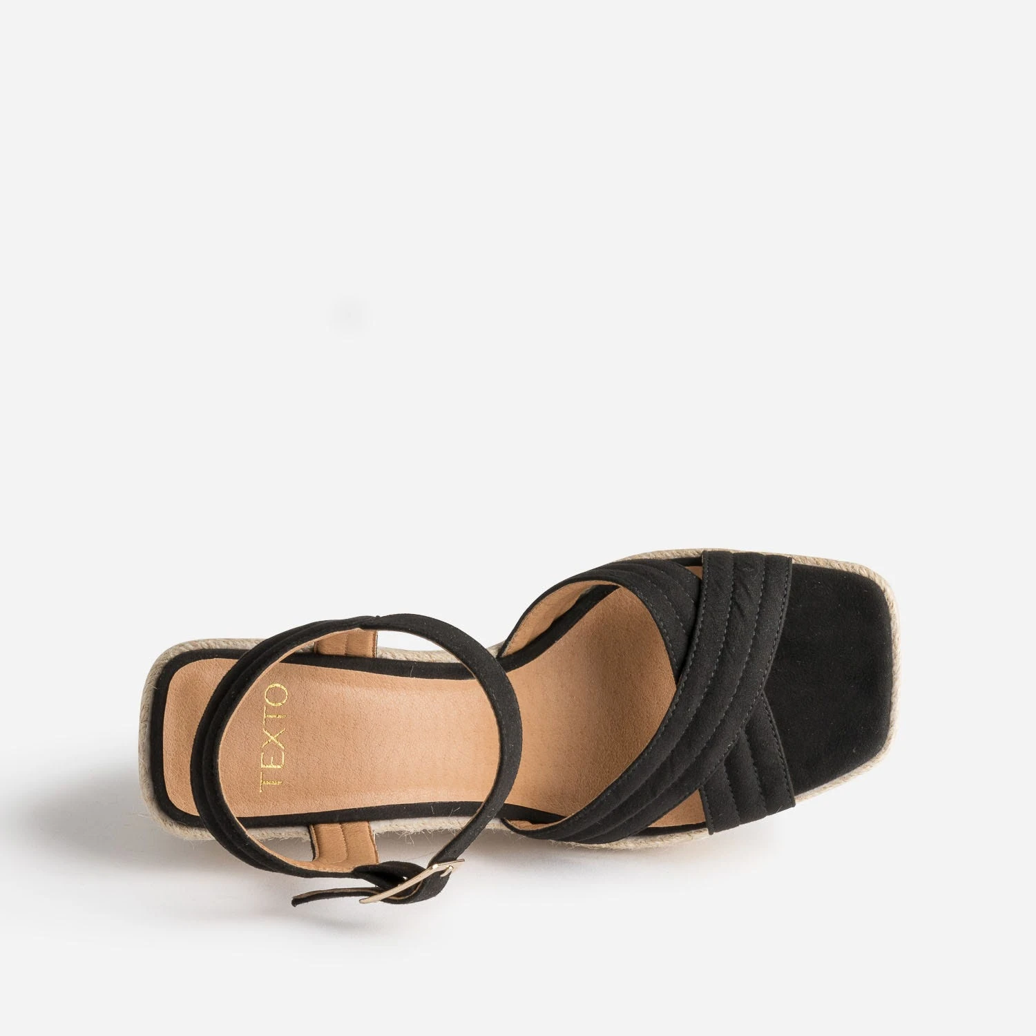 Sandale Compensée TEXTO Noire Suédée 7 Sandale Compensée TEXTO Noire Suédée – Image 5