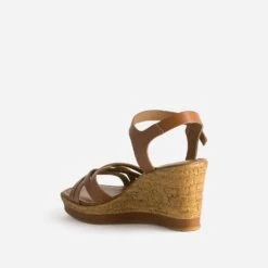 Sandale Compensée Camel En Cuir -Univers Chaussure Magasin WWWERM 10386420045 3