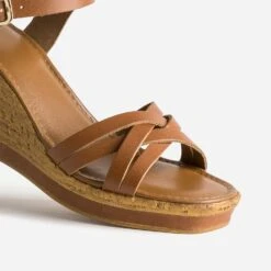 Sandale Compensée Camel En Cuir -Univers Chaussure Magasin WWWERM 10386420045 5