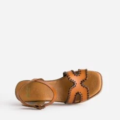 Sandale Compensée Cognac Cuir Tressé Marron -Univers Chaussure Magasin WWWERM 10386420051 4