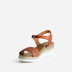 Sandale Orange éco-conçue En Cuir Avec Bride Tressée -Univers Chaussure Magasin WWWERM 10386420059 2