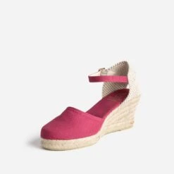 Espadrille Compensée Framboise éco-conçue En Toile -Univers Chaussure Magasin WWWERM 10386420095 2