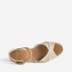 Sandale Compensée Beige Pailleté Or -Univers Chaussure Magasin WWWERM 10386420300 4