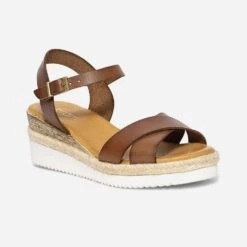 Sandale Compensée Marron En Cuir -Univers Chaussure Magasin WWWERM 10386420497 1