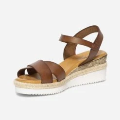 Sandale Compensée Marron En Cuir -Univers Chaussure Magasin WWWERM 10386420497 2