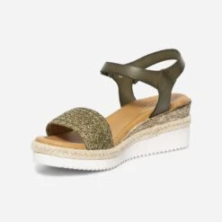 Sandale Kaki En Cuir Avec Bride Tressée -Univers Chaussure Magasin WWWERM 10386420499 2