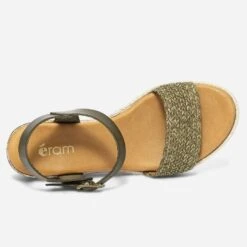 Sandale Kaki En Cuir Avec Bride Tressée -Univers Chaussure Magasin WWWERM 10386420499 3