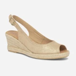 Sandale Compensée Or En Cuir Velours -Univers Chaussure Magasin WWWERM 10386420581 1