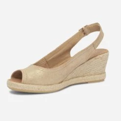 Sandale Compensée Or En Cuir Velours -Univers Chaussure Magasin WWWERM 10386420581 2