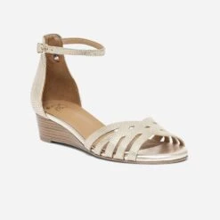 Sandale Compensée ERAM FLEX Dorée En Cuir Embossé 11 Sandale Compensée ERAM FLEX Dorée En Cuir Embossé -Univers Chaussure Magasin WWWERM 10386420588 1