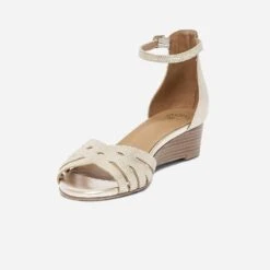 Sandale Compensée ERAM FLEX Dorée En Cuir Embossé 12 Sandale Compensée ERAM FLEX Dorée En Cuir Embossé -Univers Chaussure Magasin WWWERM 10386420588 2