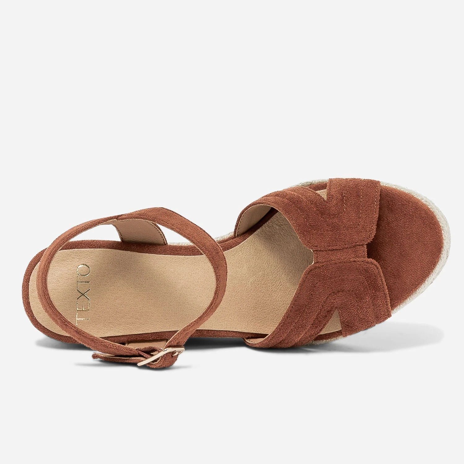 Sandale Compensée TEXTO Rouille Suédée 7 Sandale Compensée TEXTO Rouille Suédée – Image 5