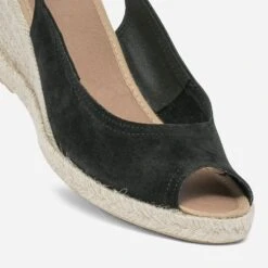 Sandale Compensée Noire En Cuir Velours -Univers Chaussure Magasin WWWERM 10386420608 4