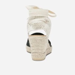 Espadrille Compensée Noire En Toile Avec Broderie Anglaise -Univers Chaussure Magasin WWWERM 10386420610 3