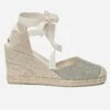 Espadrille Compensée Vert Sauge Pailleté En Toile -Univers Chaussure Magasin WWWERM 10386420612 0