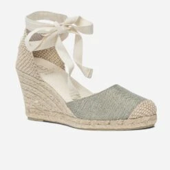 Espadrille Compensée Vert Sauge Pailleté En Toile -Univers Chaussure Magasin WWWERM 10386420612 1