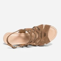 Sandale Compensée TEXTO Marron En Cuir Velours -Univers Chaussure Magasin WWWERM 10386420613 3