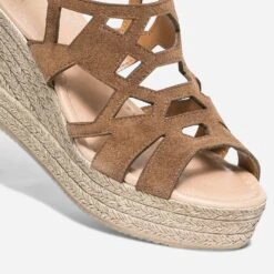 Sandale Compensée TEXTO Marron En Cuir Velours -Univers Chaussure Magasin WWWERM 10386420613 4