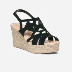 Sandale Compensée TEXTO Noire En Cuir Velours 10 Sandale Compensée TEXTO Noire En Cuir Velours -Univers Chaussure Magasin WWWERM 10386420614 1