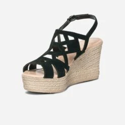 Sandale Compensée TEXTO Noire En Cuir Velours 11 Sandale Compensée TEXTO Noire En Cuir Velours -Univers Chaussure Magasin WWWERM 10386420614 2