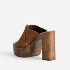 Mule à Plateforme TEXTO Cognac En Cuir Velours -Univers Chaussure Magasin WWWERM 10386550168 3