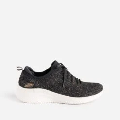 Tennis SKECHERS Noire Pailletée Cuivrée Effet Mesh